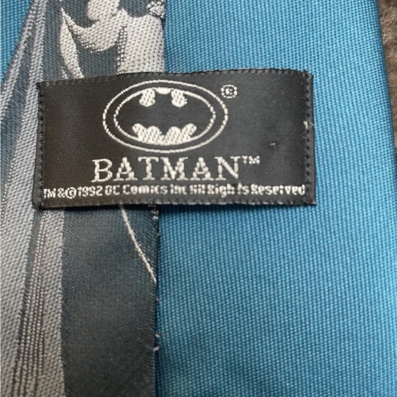 Rare Vintage Batman Design Mens Tie Teal Dark Knight 1992 - Picture 13 of 16